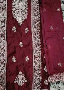 Embroidered Kurta Set - Deep Plum