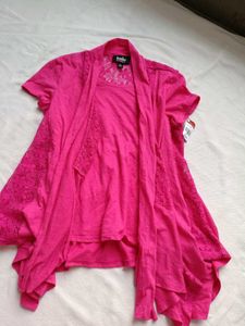 Pink Lace Trimmed Kurta Set