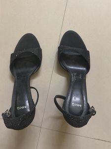 MNG Black Embellished Heels(used only once)
