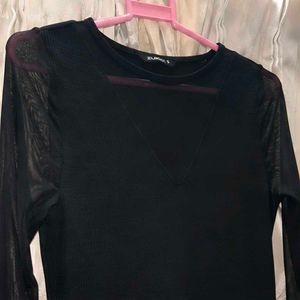 Black Netted Bodycon Dress