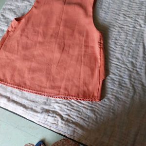 Flowy Coral Tiered Top