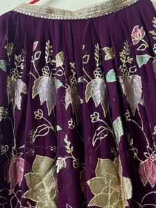 Purple Floral Embroidered Lehenga with dupatta