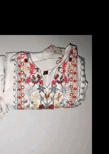 side open white good quality churidhar top