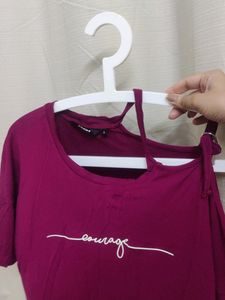 Burgundy One Shoulder Top
