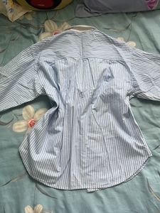Summery Blue &amp; White Striped Button-Up Shirt
