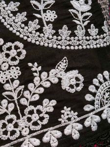Elegant Black and White Embroidered Cord Set