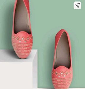 Cute Coral Embroidered Loafers