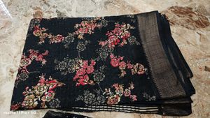 Elegant Black Floral Saree