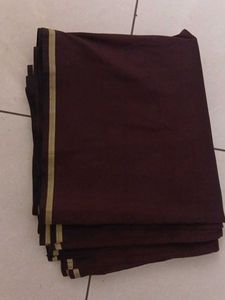 Elegant Brown Saree with Gold Border