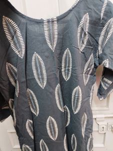 Grey Gold Foil Print Kurta