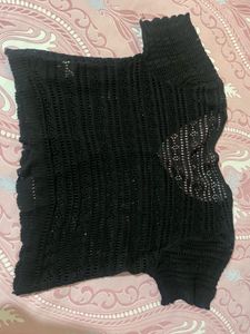 Sheer Black Crochet Knit Top