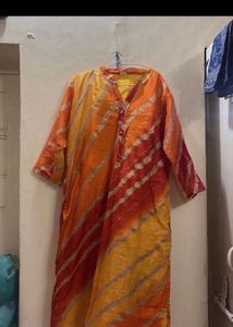 Vibrant Orange &amp; Yellow Striped Kurta