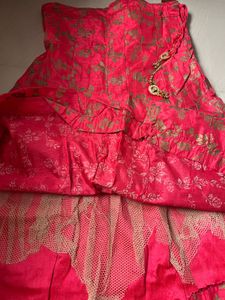 Elegant Pink &amp; White Embroidered Lehenga Choli