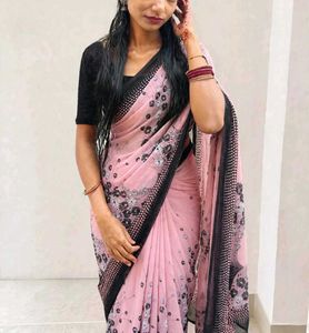 Elegant Pink Floral Saree