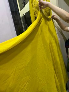Yellow handworked sharara dress with Dupatta