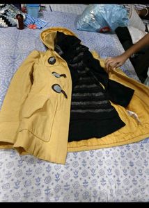 Yellow Duffle Coat with Hood and dress free
