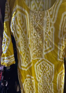 Yellow Printed Kurta