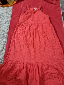 Coral Embroidered Maxi Dress