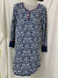 Cozy Blue Deer Print Nightgown