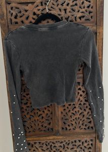 Brand New L Edition Rhinestone Cotton Crop Top