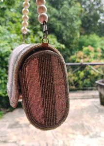 Beaded Clutch with Pearl Handle