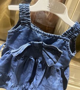 Cute Blue Denim Dress with Bow
