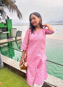 Charming Pink Printed Kurta Set