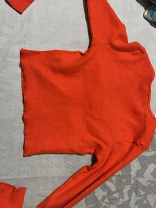 Orange Cropped Cardigan