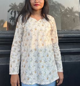 light yellow soft short kurti