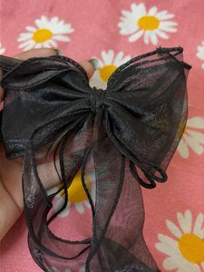 Black Sheer Bow Hair Clip