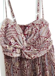Maroon Printed Midi Dress