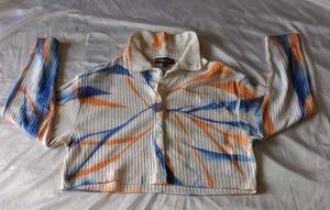Ribbed Tie-Dye Long Sleeve Top