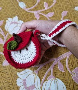Crocheted Apple Keychain Pouch 🍎