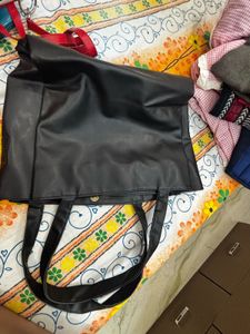 Chic Black Faux Leather Tote Bag