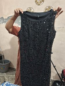 Sparkling Black Sequin Sleeveless Dress