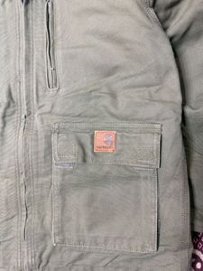 Men's Khaki Sherpa Lined Hooded Jacket