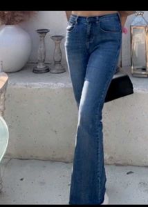 Flared Blue Denim Jeans