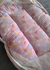 Cute Pink Baby Nest with Mosquito Net