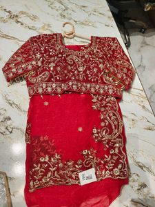 Exquisite Red Embroidered Saree