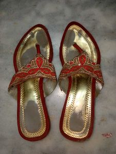Red-Golden Bridal Sandals For Women