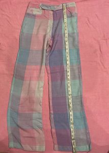 Pastel Plaid Wide Leg Pants France