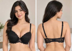 Elegant Black Lace Push-Up Bra