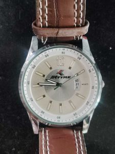 JK Tyre Brown Leather Strap Watch