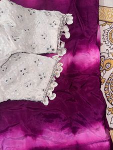 Vibrant Pink Tie-Dye Saree with mirror blouse