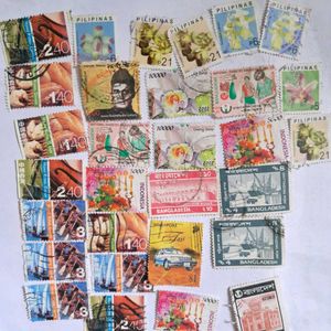30 Vintage Asian countries Stamp