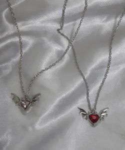 Cute Bat Heart Necklace Set