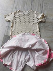 Cute Polka Dot Top &amp; Dolphin Skirt Set