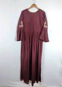 Coffee Brown front slit kurti dress(Women's)