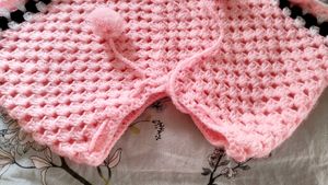 Handmade Crochet Poncho with Pom-Poms