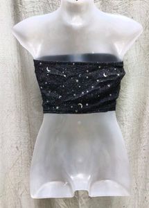 I. Sparkly Celestial Print Tube Top